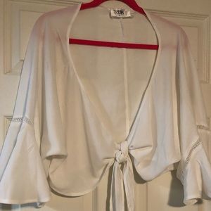 LF white tie crop top